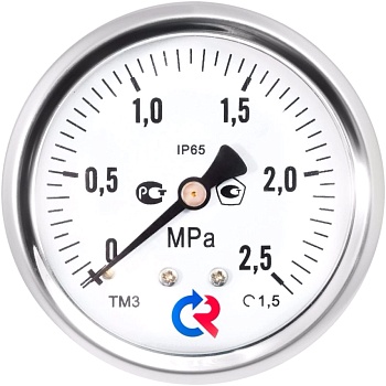 Манометр осев гидр ТМ-320Т.20 0-1,6МПаДк63 G1/4" силик нерж Росма 00000030733
