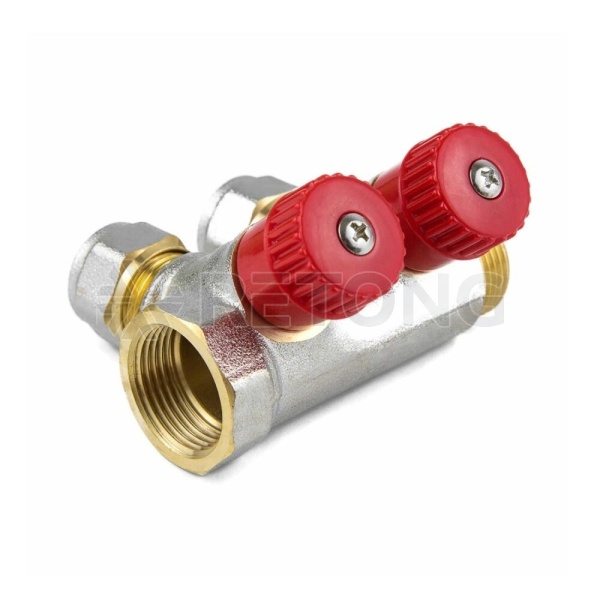 Коллектор лат клап рег красн 3/4" м/р 4в Дн16 обжим мп 35мм Aquasfera 7018-03