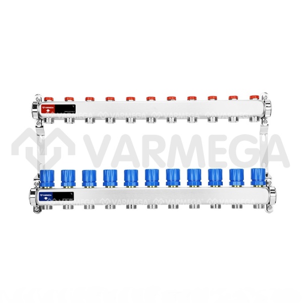 Распределительный коллектор (группа) для отопления Varmega VM15511 ВР 1", на 11 контуров 3/4" EK, не