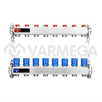 Распределительный коллектор (группа) для отопления Varmega VM15508 ВР 1", на 8 контуров 3/4" EK, нер
