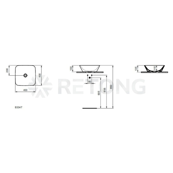 Умывальник меб CONNECT AIR 40 б/отв в/к Ideal Standard E034701