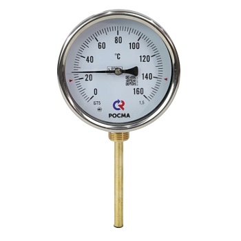 Термометр биметалл БТ-52.211 160С Дк100 L=64 G1/2" рад Росма 00000002653