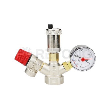 Группа безопасности котла Varmega VM16131, 1", латунь, компактная, 1.5 бар