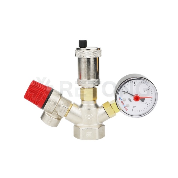 Группа безопасности котла Varmega VM16131, 1", латунь, компактная, 1.5 бар