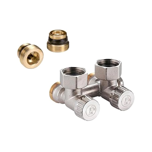 Узел нижнего подключения Varmega VMDV20-300415, 1/2"х3/4"EK НР, угловой, серый