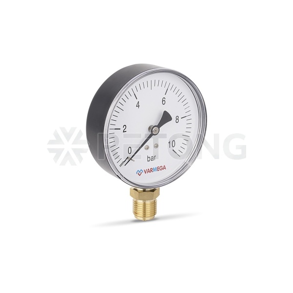 Манометр радиальный Varmega VMMT10-101004, диаметр 100 мм, 10 бар, 1/2"