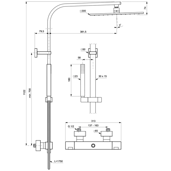 Система/душ Ceratherm терм/смес в/к Ideal Standard A7542AA