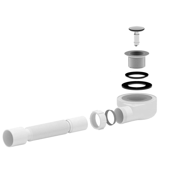 Сифон д/поддона h=55мм 1 1/2"x50 гофр 40х50 клик-клак АНИ Пласт E455CL