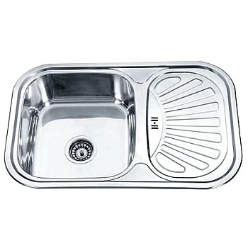 Мойка нерж врезн Декор 750х490 0,8мм прав в/к сиф 3 1/2 Ledeme L67549-R