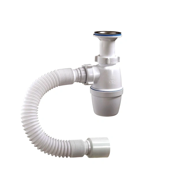 Сифон умыв бут лит/вып 1 1/2"x40 гофр 40х50 нерж/сетка Орио А-402921