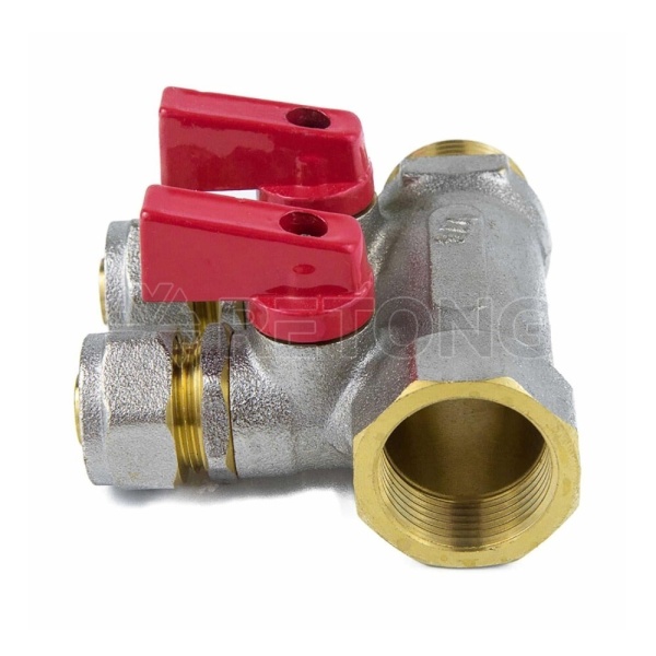 Коллектор лат шар/к красн 3/4" м/р 4в Дн16 обжим мп 35мм Aquasfera 7016-03 .