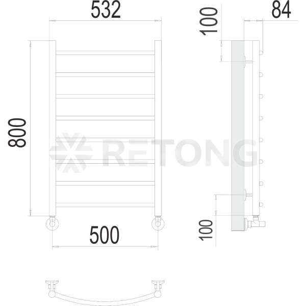 Полотенцесуш Лесенка 1/2" 500х800 8П н/п Классик в/к Терминус 4670078530271