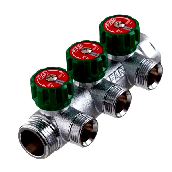 Коллектор лат клап рег 3/4" м/р 3в 1/2" ЕК н/р в/к ПУ 45мм Far FK 3822 3412UN