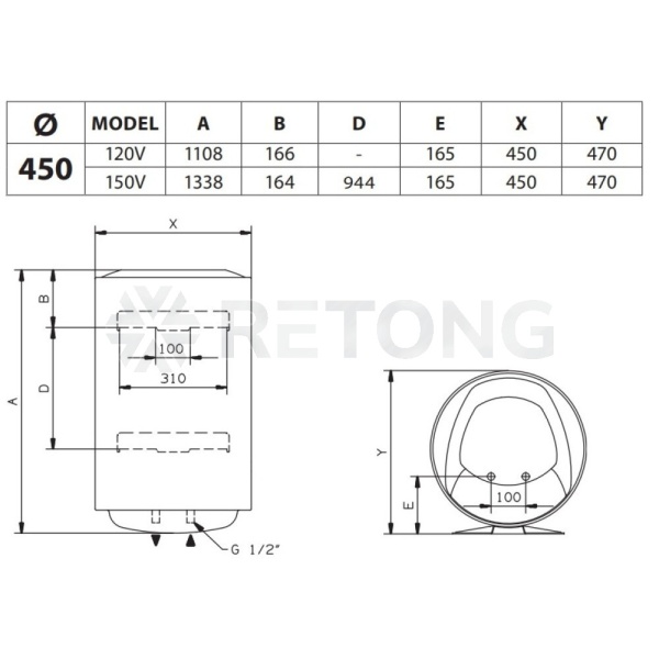 Водонагр эл накоп 150л верт PRO1 R ABS 150 V 1,8кВт Ariston 3700523