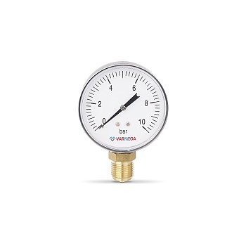 Манометр радиальный Varmega VMMT10-801004, диаметр 80 мм, 10 бар, 1/2"