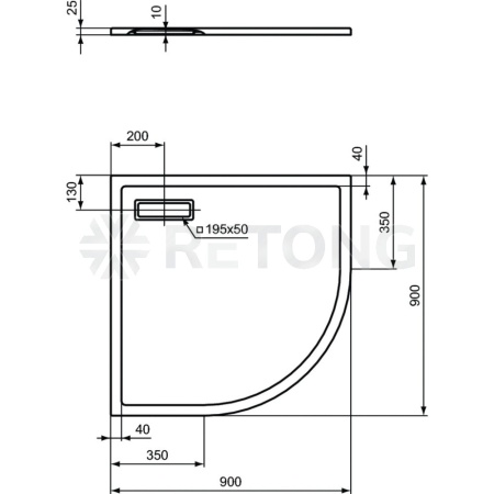 Поддон акр ULTRAFLAT 90х90 полукруг Ideal Standard T449201