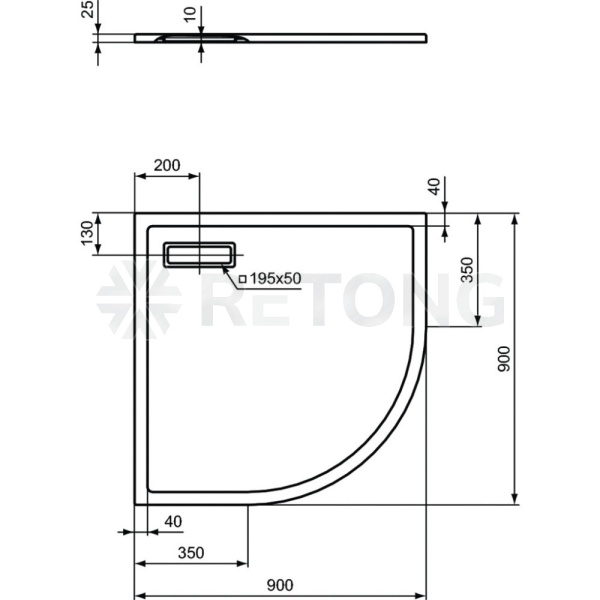 Поддон акр ULTRAFLAT 90х90 полукруг Ideal Standard T449201