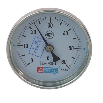 Термометр биметалл ТБ-080-1 60С Дк80 L=40 G1/2" осев Метер