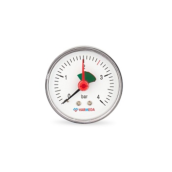 Манометр аксиальный Varmega VMMT09-630402, диаметр 63 мм, 4 бар, 1/4", с индикатором предела