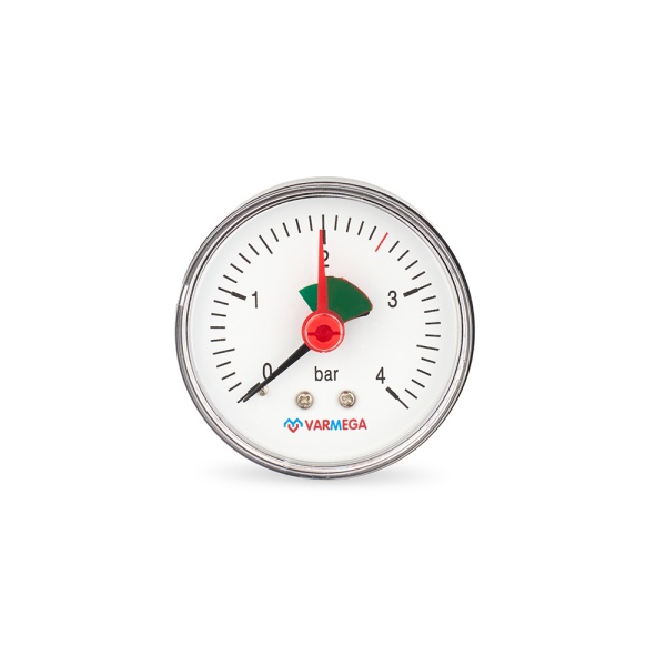 Манометр аксиальный Varmega VMMT09-630402, диаметр 63 мм, 4 бар, 1/4", с индикатором предела