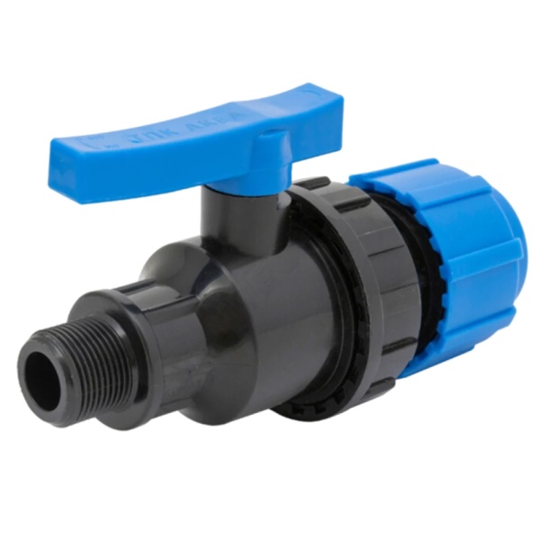 Кран шар компресс ПЭ Дн25х3/4" НР Ру16 ТПК-АКВА 553222534
