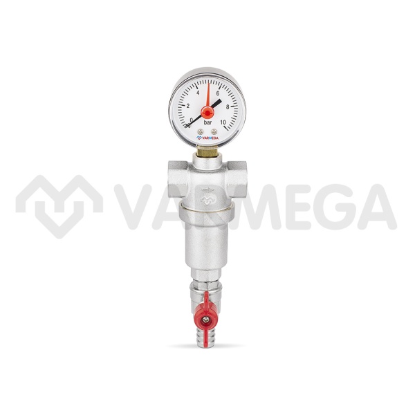Сетчатый промывной фильтр Varmega VM21701, ВР 1/2", с манометром