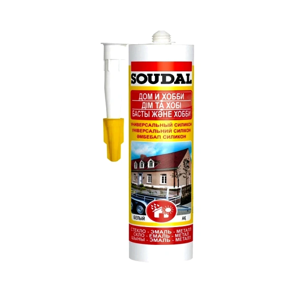 Герметик силикон универсальный 280мл картридж белый ДОМ И ХОББИ Soudal 105907