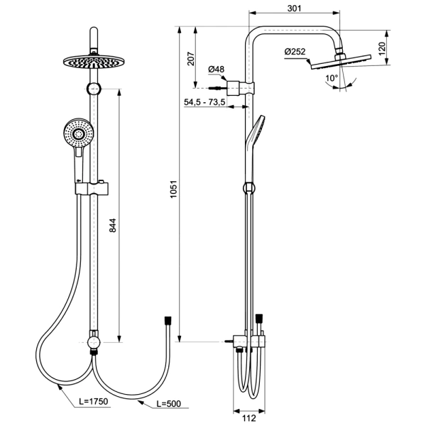 Система/душ ECO EVO б/смес в/к Ideal Standard A6943AA