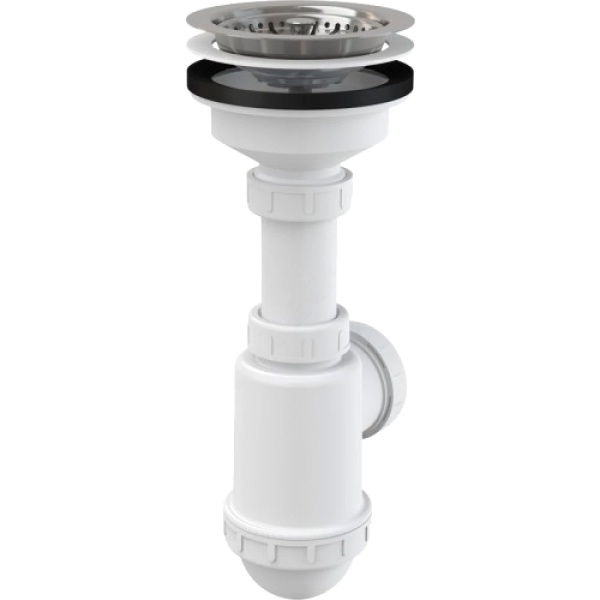 Сифон мойки бут 3 1/2"x40/50 нерж/сетка Alca A446