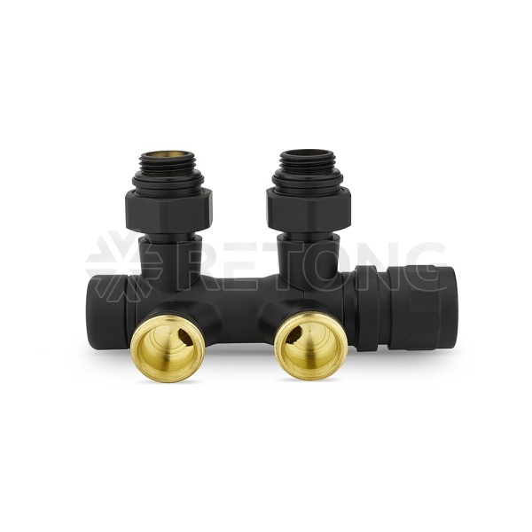 Узел нижнего подключения Varmega VMDV25-200415, 1/2"х3/4"EK, универсальный, черный