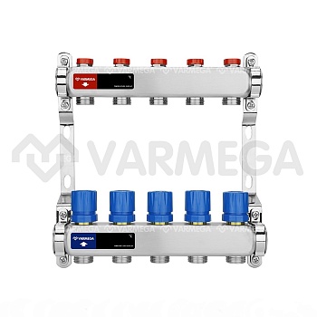 Распределительный коллектор (группа) для отопления Varmega VM15505 ВР 1", на 5 контуров 3/4" EK, нер