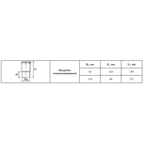 Патрубок PP-H сер б/н Дн50 компенс в/к BASE VALFEX 23300050