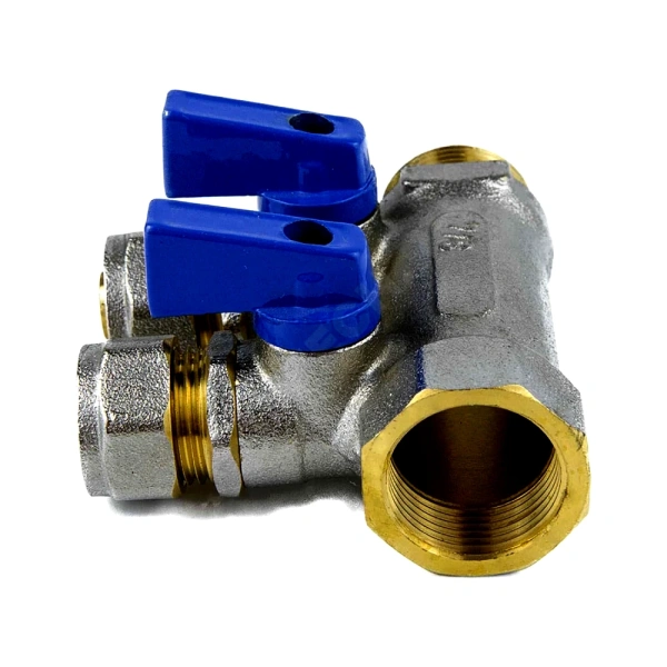 Коллектор лат шар/к син 3/4" м/р 2в Дн16 обжим мп 35мм Aquasfera 7015-01 .