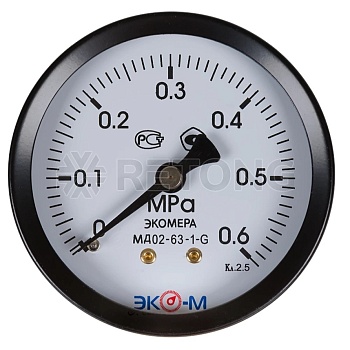 Манометр осев МД02 0-0,6МПаДк50 G1/4" ст ЭКОМЕРА МД02-50-G-0,6МПа-ОИ
