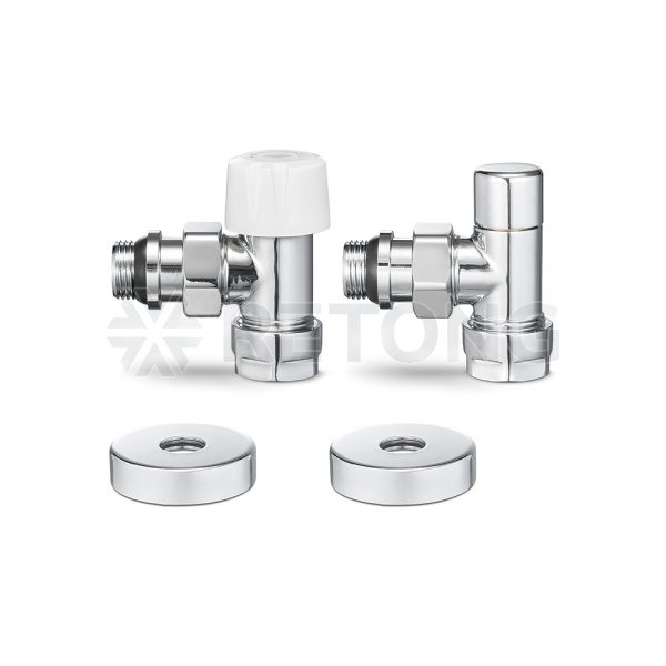 Комплект термостатический с запорным клапаном Varmega №1 VMDV10-410415, 1/2" x 3/4"EK ВР-НР, угловой