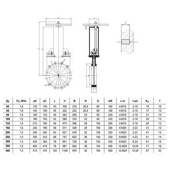 Задвижка шибер чуг м/фл Ду250 Ру10 2/ст NBR 1110W Benarmo