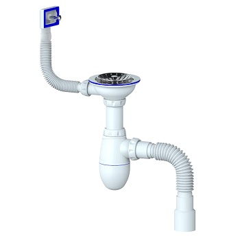 Сифон мойки бут г/пер 3 1/2"x40 гофр 40х40/50 пласт/сетка Unicorn B425P