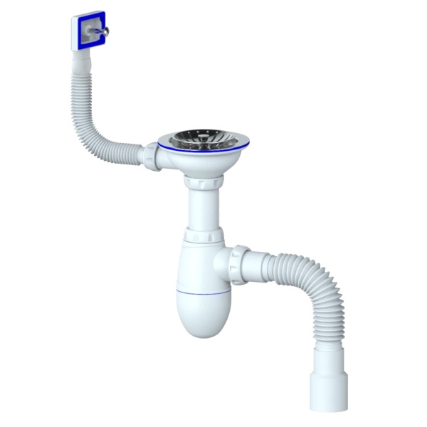 Сифон мойки бут г/пер 3 1/2"x40 гофр 40х40/50 пласт/сетка Unicorn B425P