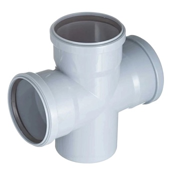 Крестовина PP-H 1-пл сер б/н Дн50х50х50х87,5гр в/к BASE VALFEX 27205050