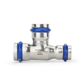 Тройник раструбный Varmega Inox Press переходной VM719282822, 28×28×22 мм