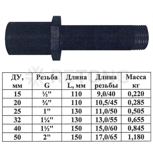 Сгон ст в/к Ду25 L=130мм муфта+к/г ст КАЗ