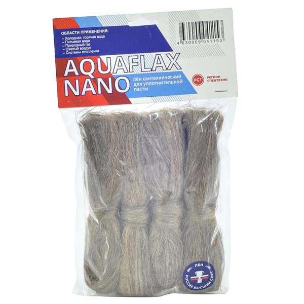 Лен для уплотнения резьбы 200гр п/э пакет AQUAFLAX NANO 04115
