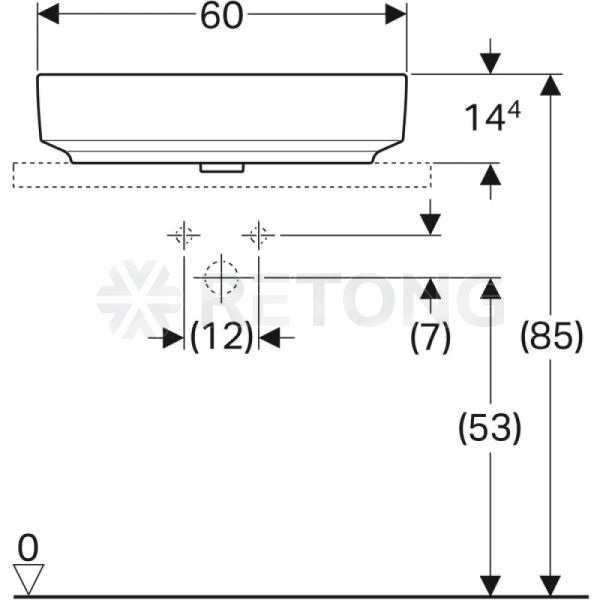 Умывальник меб VariForm 60 3/вел 1/отв в/к Geberit 500.780.01.2