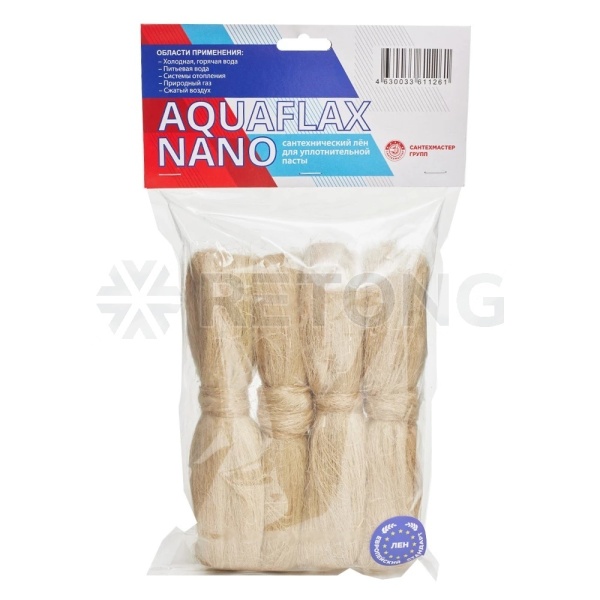 Лен для уплотнения резьбы 200гр п/э пакет AQUAFLAX NANO (ЕВРО) 04126