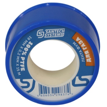 Лента ФУМ PTFE катушка 19ммх0,2ммх15м газ FU20 SantechSystems