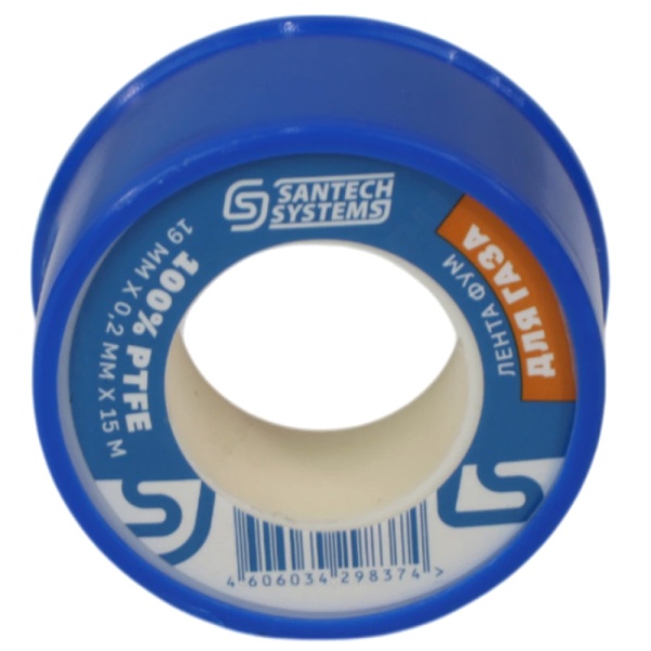 Лента ФУМ PTFE катушка 19ммх0,2ммх15м газ FU20 SantechSystems