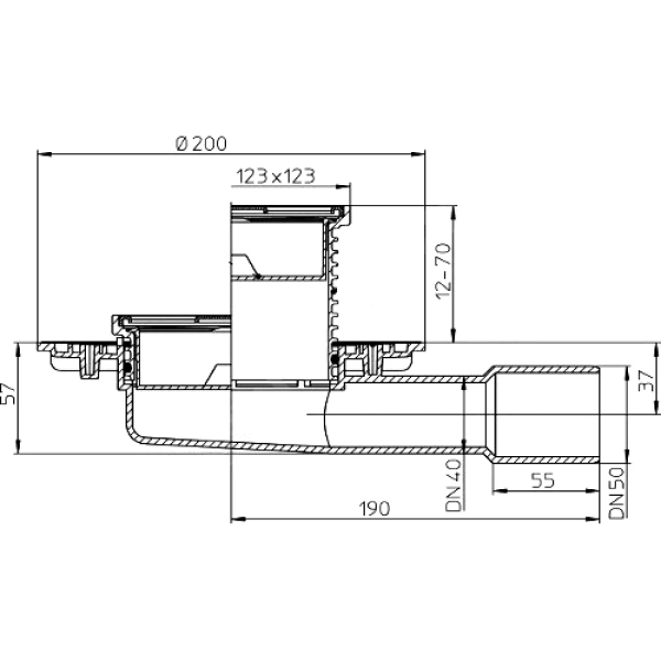 Трап рег гор/вып Дн40/50 нерж/реш 115х115 HL HL90