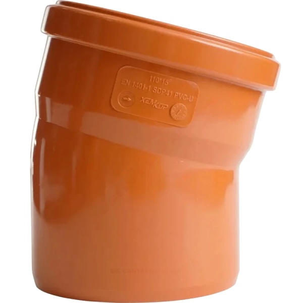 Отвод НПВХ кор б/н Дн110х15гр в/к Хемкор 2491211