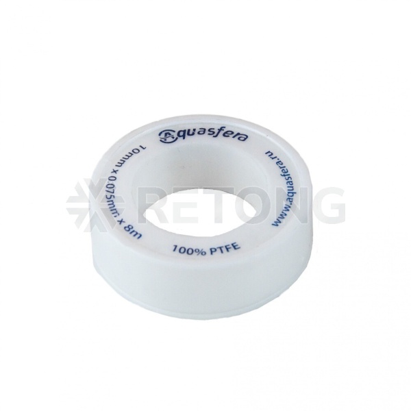 Лента ФУМ PTFE катушка 10ммх0,075ммх8м вода 6020 Aquasfera 6020-01