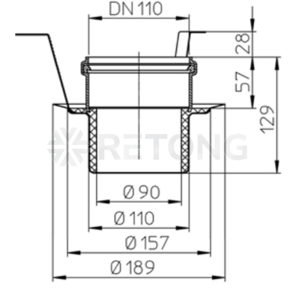 Муфта противопож нерж Дн110 д/трап HL HL840